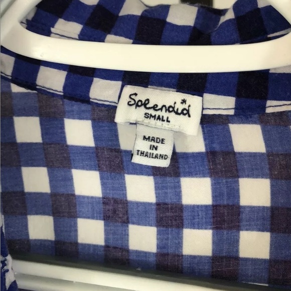 Splendid Gingham Button Down Navy Long Sleeve - Picture 11 of 11